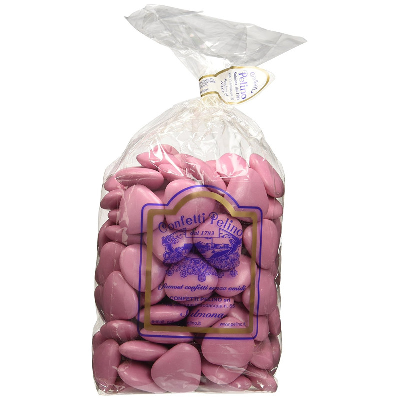 Confetti Pelino Sulmona dal 1783 - pink chocolate heart shaped-confection 500 gr