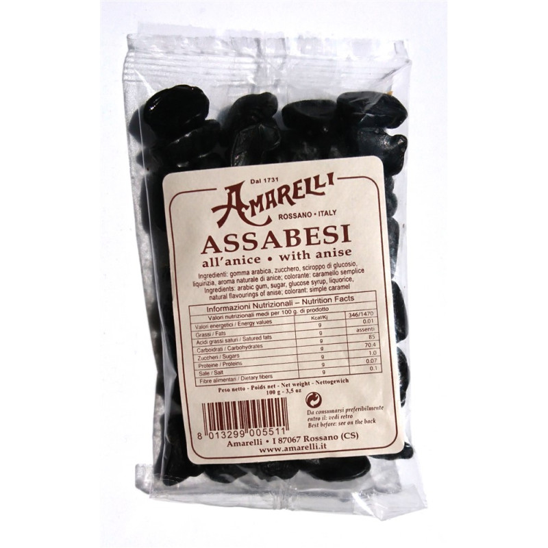 Amarelli -Assabesi Anis liquorice presented in different and funny shapes 100 gr