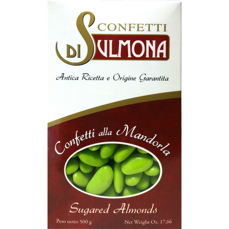 Sugared almonds from Sulmona - Classic with Almond, Green - 500 gr