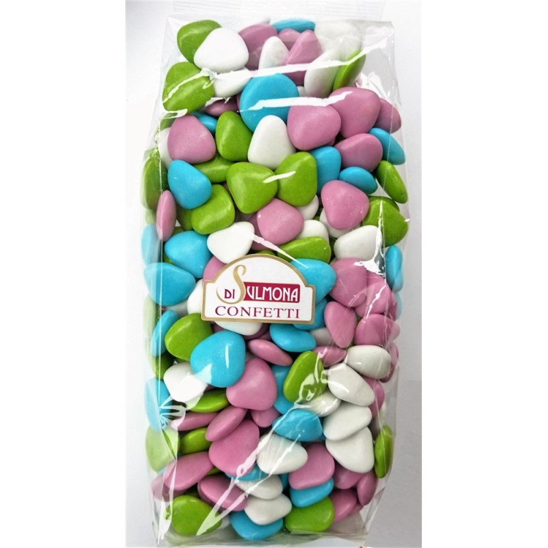 Sugared almonds from Sulmona - Chocolate Heart Shaped, Random Colours - 1000 gr