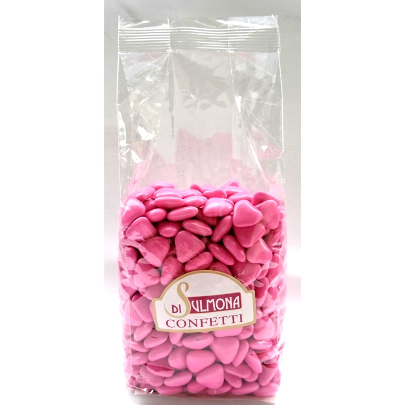Sugared almonds from Sulmona - Mini Chocolate Heart Shaped, Pink - 500 gr