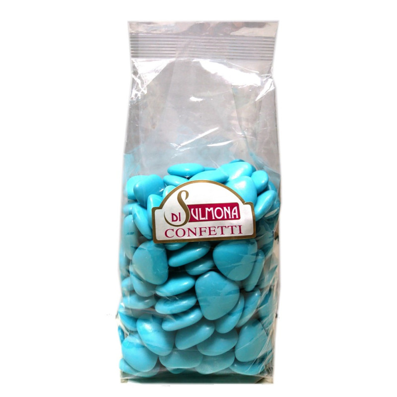 Confetti di Sulmona - Cuori al Cioccolato, Celeste - Sacc. 500 gr