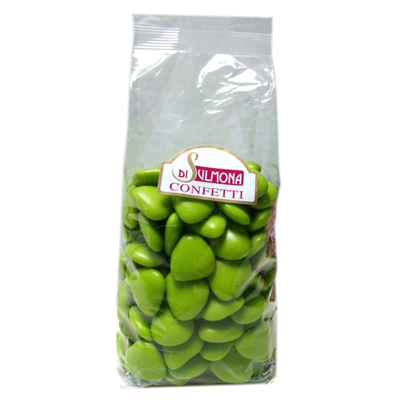 Sugared almonds from Sulmona - Chocolate Heart Shaped, Green - 1000 gr