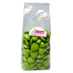 Sugared almonds from Sulmona - Chocolate Heart Shaped, Green - 500 gr