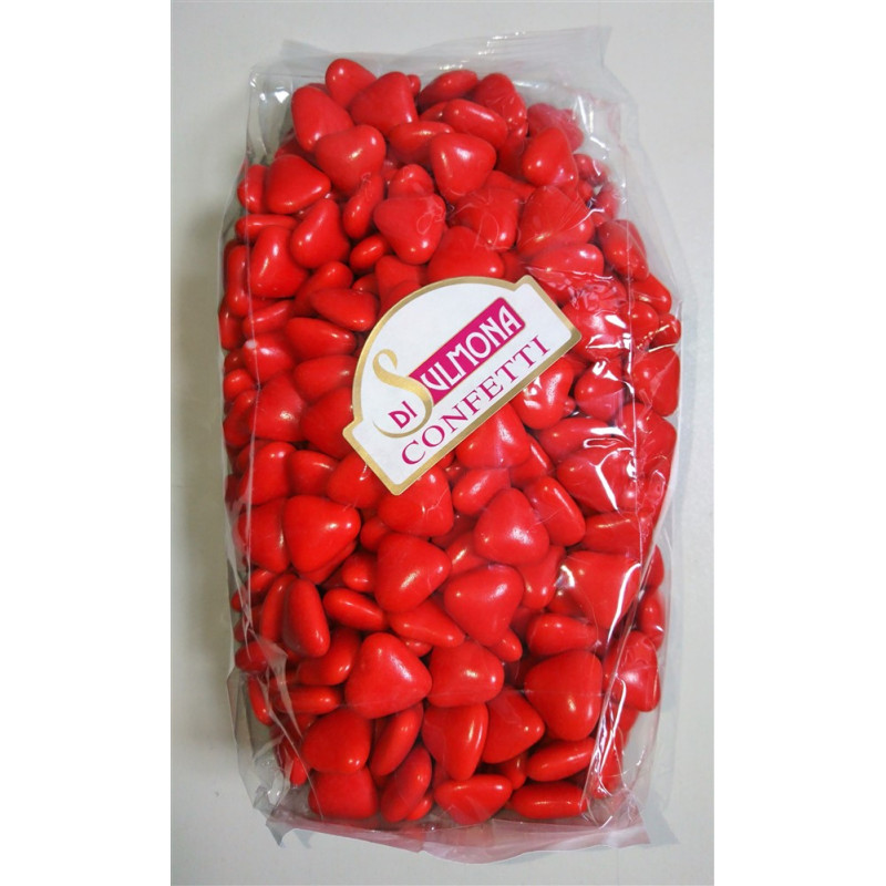 Sugared almonds from Sulmona - Mini Chocolate Heart Shaped, Red - 500 gr