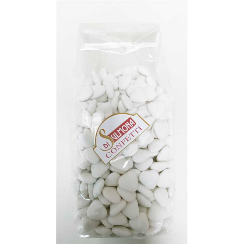 Sugared almonds from Sulmona - Mini Chocolate Heart Shaped, White - 500 gr