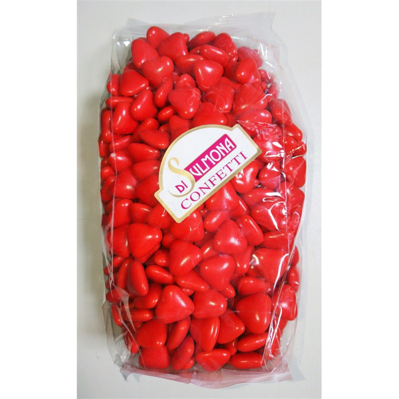 Sugared almonds from Sulmona - Mini Chocolate Heart Shaped, Red - 1000 gr