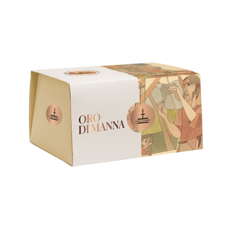 Panettone Oro di Manna, with gianduia chocolate and manna spread cream, covered with white chocolate - 1000g - Fiasconaro