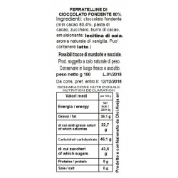 Ferratelline di Cioccolato Fondente Extra 80% - 100 gr - Dolci Aveja