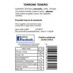  Torrone Aquilano Tenero al Cioccolato - 200 gr - Dolci Aveja