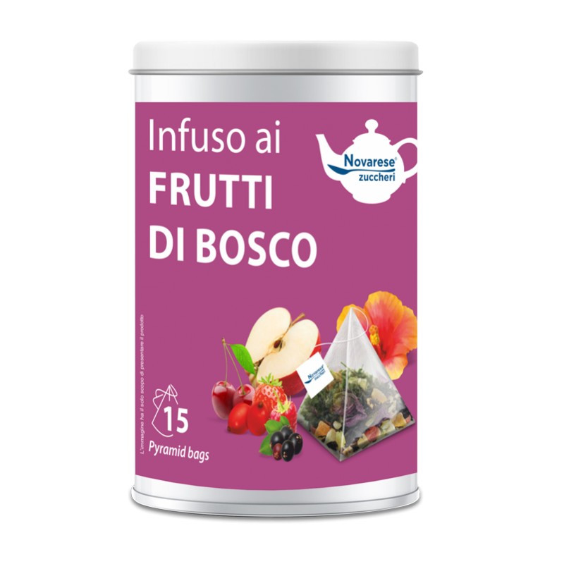 Frutti di Bosco, Barattolo con 15 Filtri Piramidali da 2,5g - Novarese Zuccheri