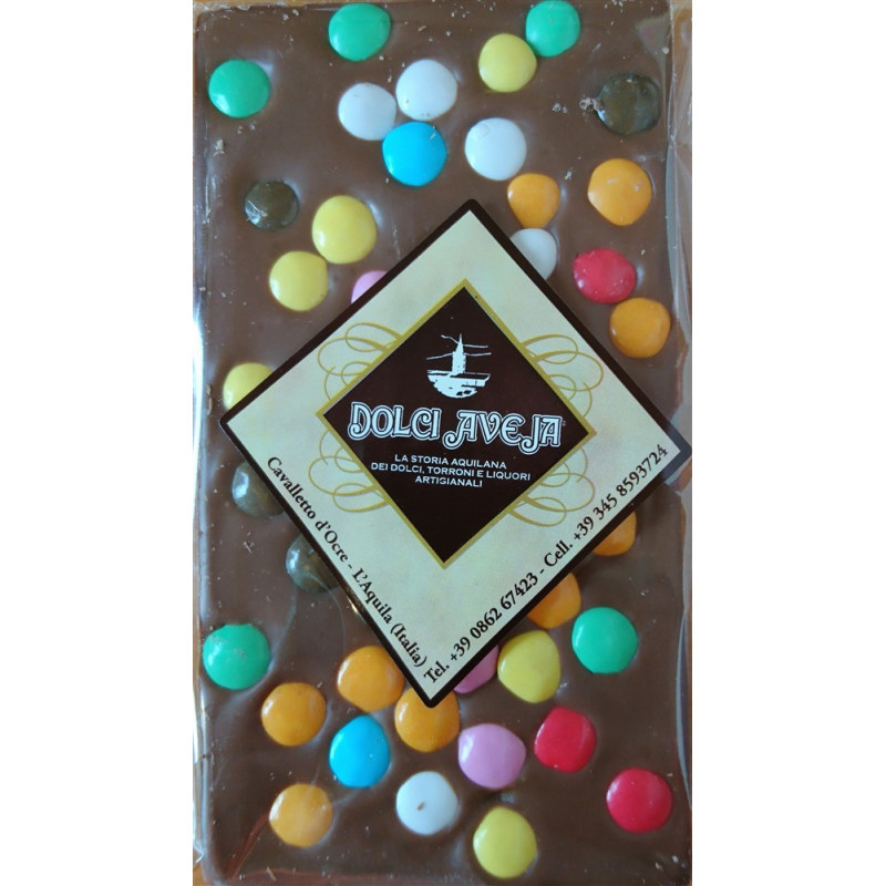 Milk Chocolate Bar Enriched with Smarties - 90 gr - Dolci Aveja