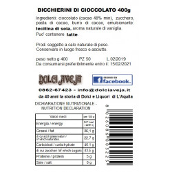 Bicchierini di Cioccolato Fondente 50 pezzi - 400 gr - Dolci Aveja