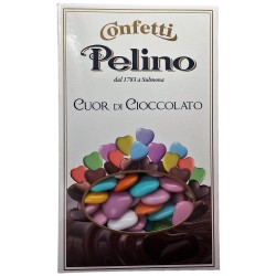 Confetti Pelino Sulmona dal 1783 - Colored to chocolate heart shaped  300 gr