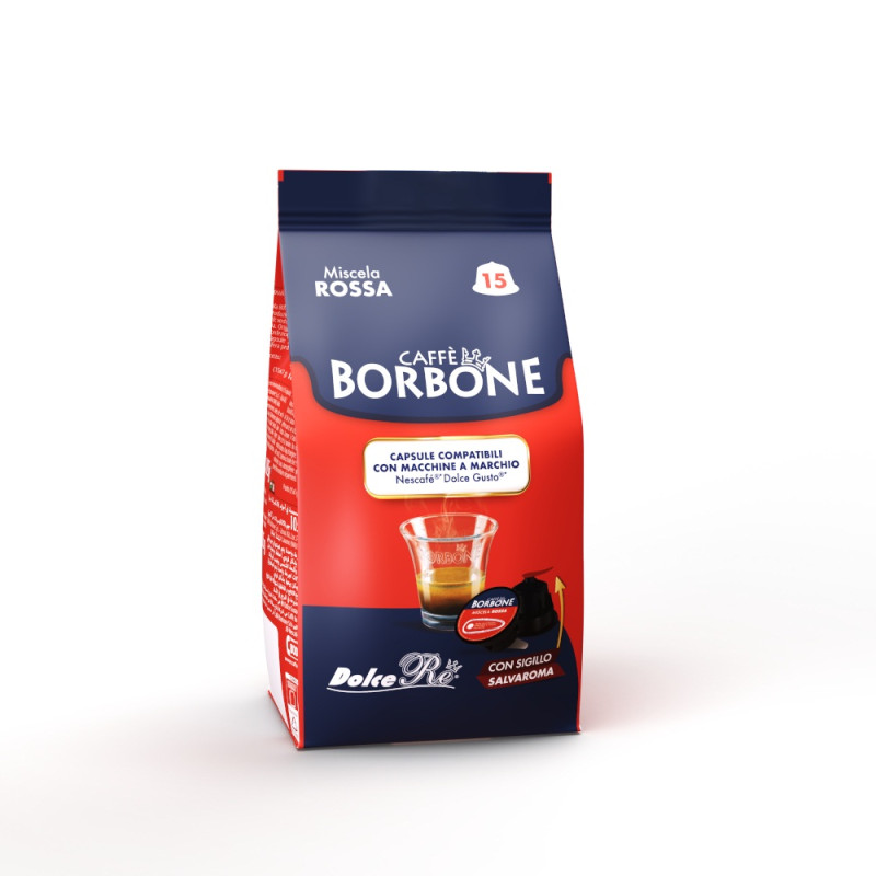 15 Capsule Miscela Rossa - Compatibili con Dolce Gusto - Caffè Borbone