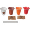 Kit da Caffè, Bicchierini Plastica Colorati 80cc Riutilizzabili, Zucchero di Canna, Palette - 150 pz - Dolci Aveja