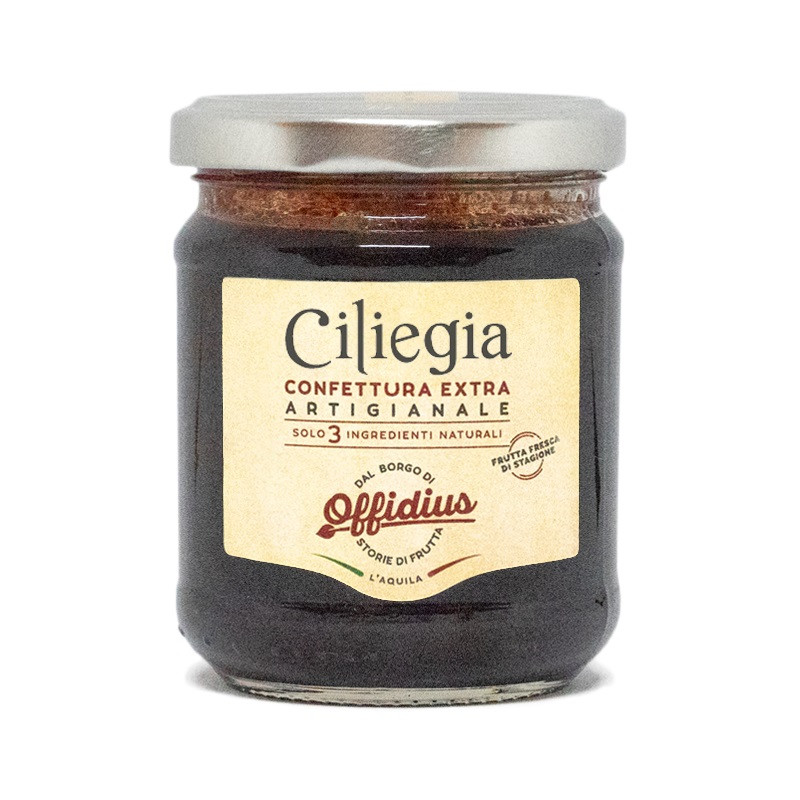 Confettura Extra di Ciliegia - Marmellata con FRUTTA DI PRIMA SCELTA - 220 gr - Offidius