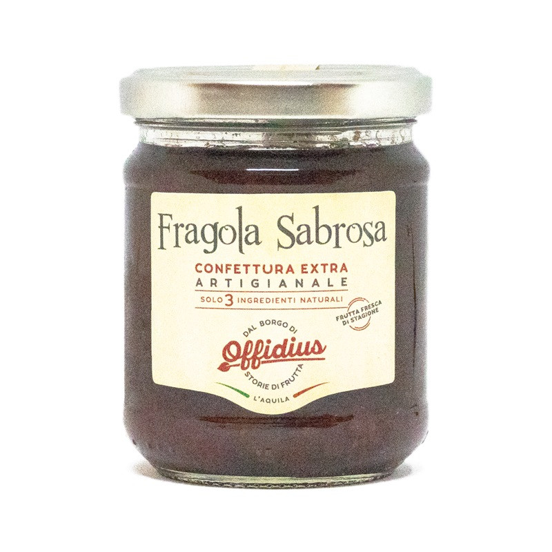 Confettura EXTRA di Fragola Sabrosa -  Marmellata con FRUTTA DI PRIMA SCELTA - 220 gr - Offidius