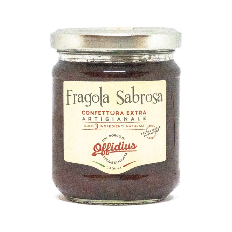Confettura Extra di Fragola Sabrosa -  Marmellata con FRUTTA DI PRIMA SCELTA - 220 gr - Offidius