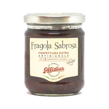 Confettura EXTRA di Fragola Sabrosa -  Marmellata con FRUTTA DI PRIMA SCELTA - 220 gr - Offidius