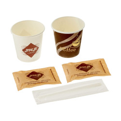 Kit da Caffè, Bicchierini di Carta, Zucc. Canna, Palette - 100 pz - Dolci Aveja