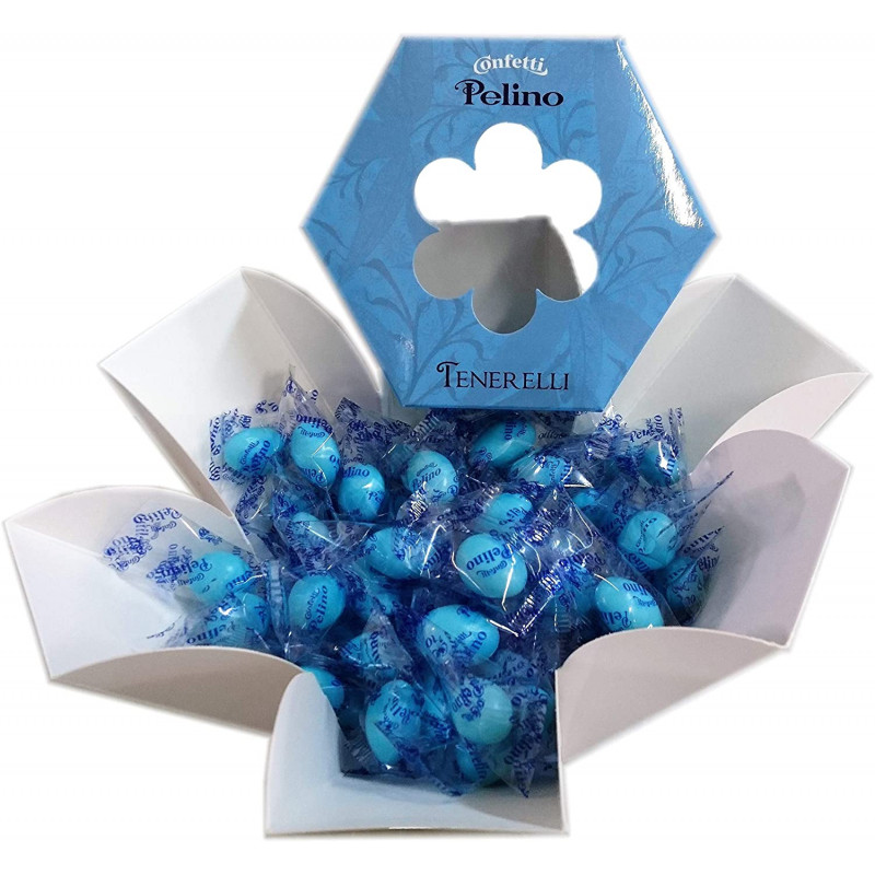 Confetti Pelino - Sugared Almonds "Ciocomandorla" - L.Blue with Chocolate - 300g