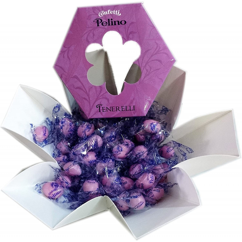 Confetti Pelino - Sugared Almonds "Ciocomandorla" - Pink with Chocolate - 300 gr