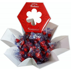 Confetti Pelino - Sugared Almonds "Ciocomandorla" - Red with Chocolate - 300 gr