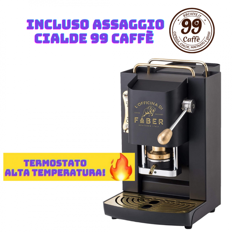 Bianco Macchina Caffe Faber PRO Deluxe Rifiniture in Ottone a Cialde in Carta Ese 44mm Omaggio 20 CIALDE Emozioni 