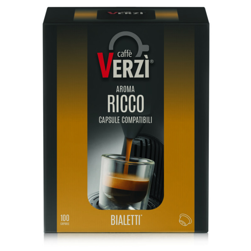 100 Capsule Compatibili Bialetti Alluminio - Aroma Ricco - Verzì