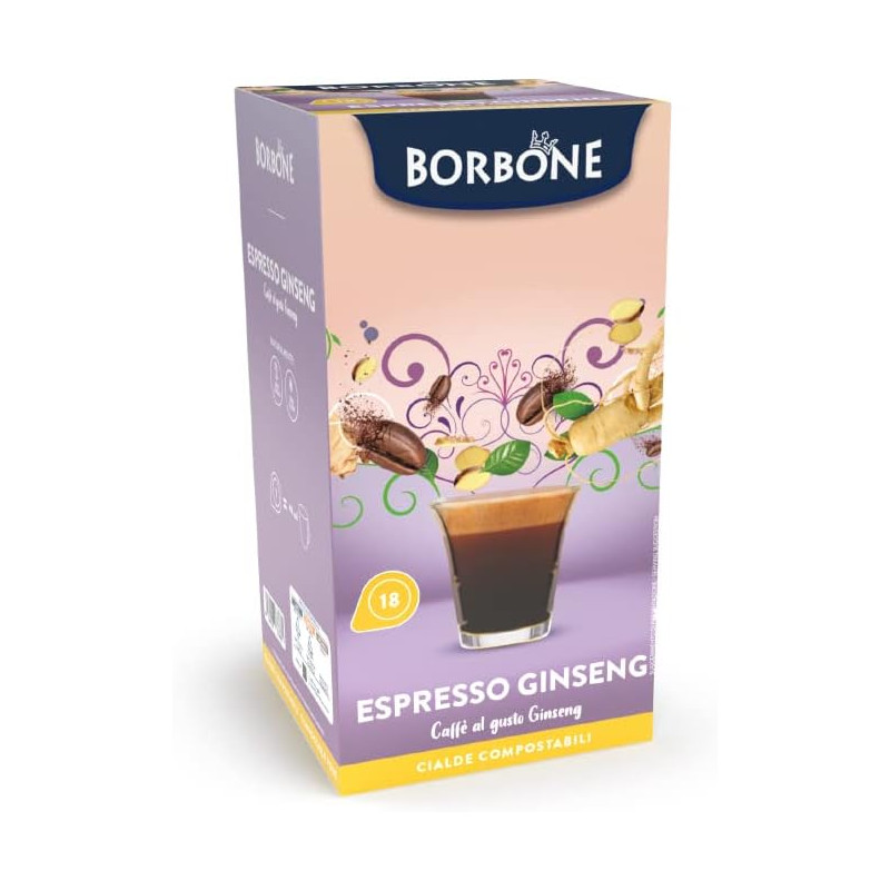 Caffè Borbone - 18 Cialde Caffè al Ginseng - Filtro in Carta da 44mm