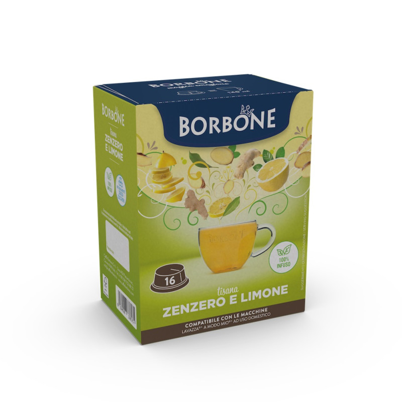 16 Capsule Comp. Lavazza A modo mio - Zenzero e Limone - Caffè Borbone