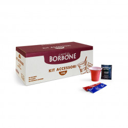 Caffè Borbone - Branded Coffe Kit 100 Espresso Cups, 100 Sugar Bags, 100 Sticks