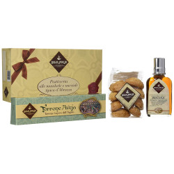 Pacco Esperienziale - Amaretti 200g, Torrone Classico Aquilano 200g, Liquore Amaro Abruzzese 10cl - Dolci Aveja