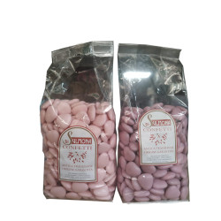 Sugared almonds from Sulmona - Chocolate Heart Shaped, Pink - 1000 gr