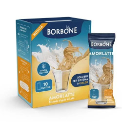 10 Bustine Stick - Amorlatte, Preparato Solubile per Bevanda - Caffè Borbone