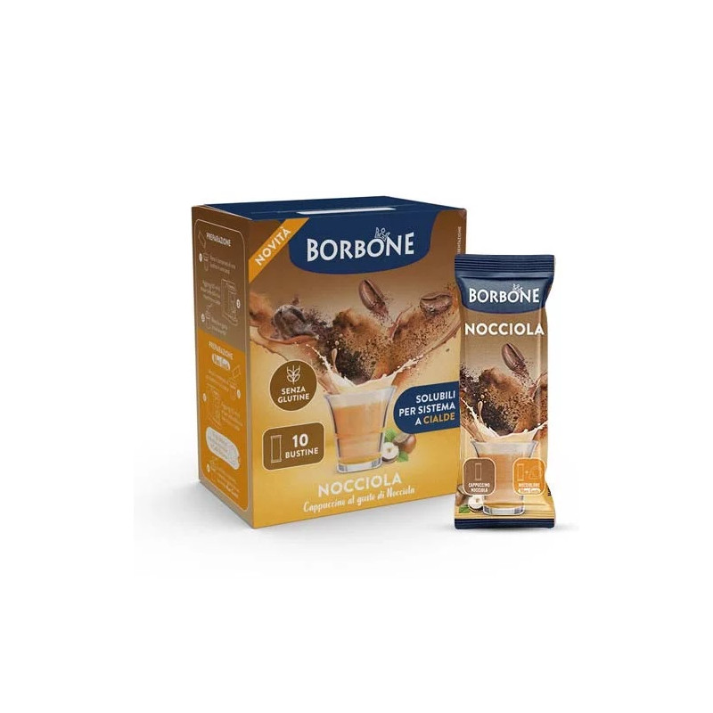 10 Bustine Stick - Cappuccino alla Nocciola, Preparato Solubile per Bevanda - Caffè Borbone