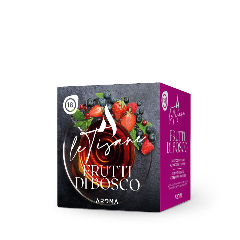 18 Cialde Tisana Frutti Di Bosco - Filtro in Carta da 44mm - Aroma Macchine da Caffè