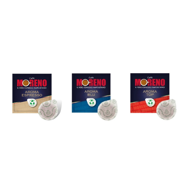 150 Cialde Ese 44mm - Aroma TOP + BAR + BLU - Caffè Moreno