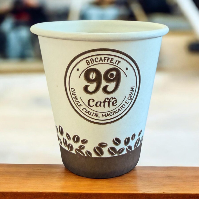 50 Bicchierini Carta Serigrafati 85cc - 99 Caffè