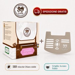 110 Cialde ESE 44mm - Chiara + Griglia Faber Deluxe in Acciaio - 99 Caffè