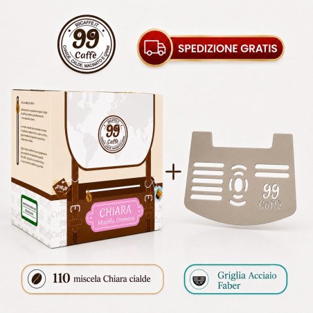 110 Cialde ESE 44mm - Chiara + Griglia Faber Deluxe in Acciaio - 99 Caffè